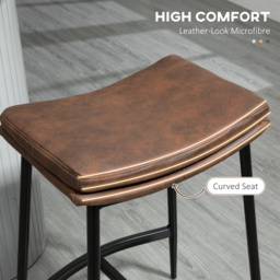 HOMCOM Breakfast Bar Chairs Set of 2, Microfibre Upholstered Counter Bar Stool, Industrial Bar Stool with Curved Seat and Steel Frame, Anti-Cat-Scratch - Aosom UK - thumbnail 5