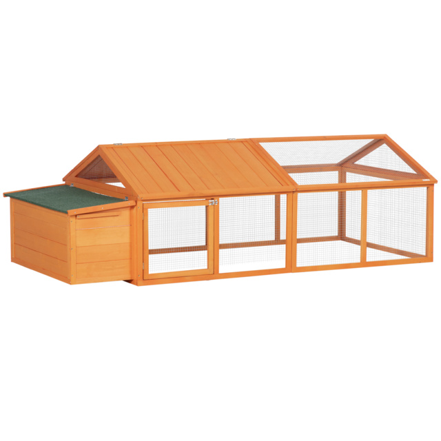 PawHut Wooden Chicken Coop with Nesting Box, Openable Roof, for 4-8 Chickens, Ducks, Orange - Aosom UK - image 1