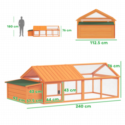PawHut Wooden Chicken Coop with Nesting Box, Openable Roof, for 4-8 Chickens, Ducks, Orange - Aosom UK - thumbnail 3