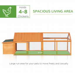 PawHut Wooden Chicken Coop with Nesting Box, Openable Roof, for 4-8 Chickens, Ducks, Orange - Aosom UK - thumbnail 4