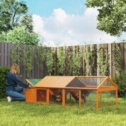 PawHut Wooden Chicken Coop with Nesting Box, Openable Roof, for 4-8 Chickens, Ducks, Orange - Aosom UK - thumbnail 2