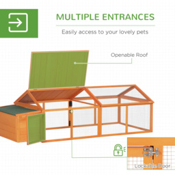 PawHut Wooden Chicken Coop with Nesting Box, Openable Roof, for 4-8 Chickens, Ducks, Orange - Aosom UK - thumbnail 5