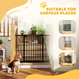 PawHut Metal 74-100cm Adjustable Pet Gate Safety Barrier w/ Auto-Close Door Black - Aosom UK - thumbnail 8