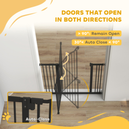 PawHut Metal 74-100cm Adjustable Pet Gate Safety Barrier w/ Auto-Close Door Black - Aosom UK - thumbnail 5