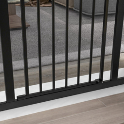 PawHut Metal 74-100cm Adjustable Pet Gate Safety Barrier w/ Auto-Close Door Black - Aosom UK - thumbnail 9
