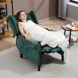 HOMCOM 150° Reclining Vintage Armchair, with footrest - Dark Green - thumbnail 8