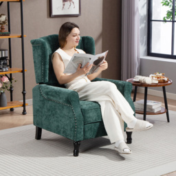 HOMCOM 150° Reclining Vintage Armchair, with footrest - Dark Green - thumbnail 2