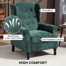 HOMCOM 150° Reclining Vintage Armchair, with footrest - Dark Green - thumbnail 5