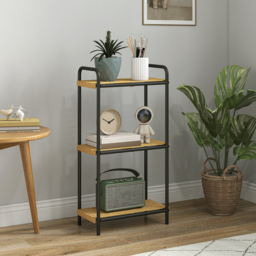 HOMCOM 3-Tier Bamboo Bathroom Storage Shelf, Freestanding Narrow Shelving Unit with Slatted Shelves for Kitchen Bathroom Living Room, 41.5 x 21.5 x 77.5 cm, Natural and Black - thumbnail 9