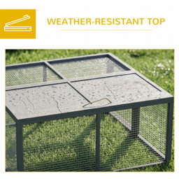 PawHut Wooden Folding Rabbit Hutch, Grey - Aosom UK - thumbnail 7
