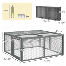 PawHut Wooden Folding Rabbit Hutch, Grey - Aosom UK - thumbnail 3