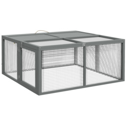 PawHut Wooden Folding Rabbit Hutch, Grey - Aosom UK - thumbnail 1
