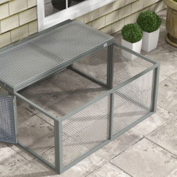 PawHut Wooden Folding Rabbit Hutch, Grey - Aosom UK - thumbnail 9