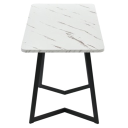 Modern Rectangular Marble Coffee Table with Metal Legs, Kitchen Table for Dining Room,V-shaped Support Legs, 117x68x75 cm, White/Black - Aosom UK - thumbnail 8