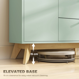 HOMCOM Sideboard Storage Cabinet, 80 cm Buffet Cabinet with 2 Drawers, Open Compartment, Adjustable Shelf, Light Green and Oak - thumbnail 7