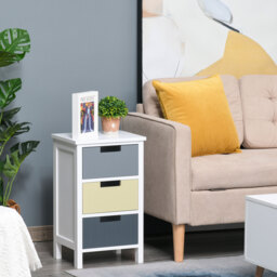 HOMCOM 3 Drawer Storage Tower, Wooden Top Dresser Chest, Organizer Unit for Bedroom, Nursery, Hallway - Aosom UK - thumbnail 2