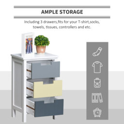HOMCOM 3 Drawer Storage Tower, Wooden Top Dresser Chest, Organizer Unit for Bedroom, Nursery, Hallway - Aosom UK - thumbnail 4