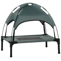 PawHut Elevated Pet Bed: Waterproof Mesh Cot with UV Canopy for Small Dogs, 61 x 46 x 62cm, Grey - Aosom UK - thumbnail 1