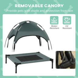 PawHut Elevated Pet Bed: Waterproof Mesh Cot with UV Canopy for Small Dogs, 61 x 46 x 62cm, Grey - Aosom UK - thumbnail 6