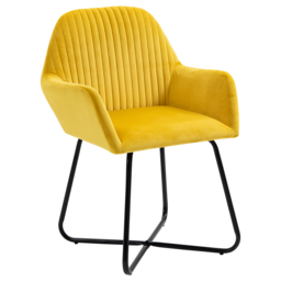 HOMCOM Modern Arm Chair Upholstered Accent Chair with Metal Base for Living Room Yellow - thumbnail 9