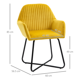 HOMCOM Modern Arm Chair Upholstered Accent Chair with Metal Base for Living Room Yellow - thumbnail 3