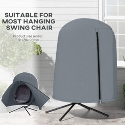 Outsunny 190 x Φ128cm Hanging Egg Chair Furniture Cover - Grey - thumbnail 4