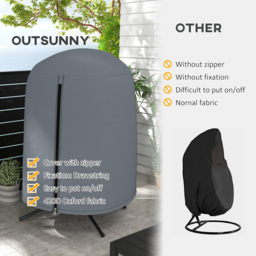Outsunny 190 x Φ128cm Hanging Egg Chair Furniture Cover - Grey - thumbnail 5