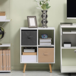 HOMCOM Freestanding 4 Cube Storage Cabinet Unit w/ 2 Fabric Drawers Handles Home Office Organisation Shelves Furniture 54.5L x 24W x 69.5H cm - thumbnail 6