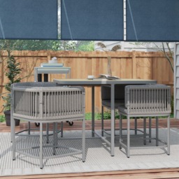 Outsunny 5 Pieces Rattan Dining Sets with Cushions, Space-saving Design Rattan Cube Garden Furniture, for Indoor & Outdoor, Grey - thumbnail 8