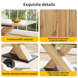 Extendable Dining Table with Adjustable Feet, Silent Expansion, Telescopic MDF Table for Family Gathering, 119L x 80W x 75H cm, Natural - Aosom UK - thumbnail 5