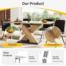 Extendable Dining Table with Adjustable Feet, Silent Expansion, Telescopic MDF Table for Family Gathering, 119L x 80W x 75H cm, Natural - Aosom UK - thumbnail 4