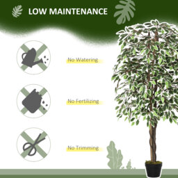 Outsunny 160cm/5.2FT Artificial Ficus Silk Tree with Nursery Pot, Decorative Fake Plant, for Indoor Outdoor Décor - thumbnail 5