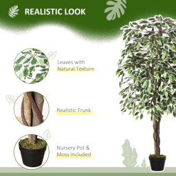 Outsunny 160cm/5.2FT Artificial Ficus Silk Tree with Nursery Pot, Decorative Fake Plant, for Indoor Outdoor Décor - thumbnail 6