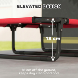 PawHut Portable Raised Dog Bed, Elevated Pet Cot with Breathable Mesh for Indoor Outdoor, for Small Medium Dogs, Red - thumbnail 4
