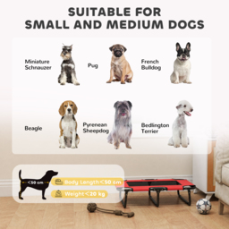 PawHut Portable Raised Dog Bed, Elevated Pet Cot with Breathable Mesh for Indoor Outdoor, for Small Medium Dogs, Red - thumbnail 8