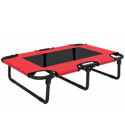 PawHut Portable Raised Dog Bed, Elevated Pet Cot with Breathable Mesh for Indoor Outdoor, for Small Medium Dogs, Red - thumbnail 1