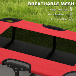 PawHut Portable Raised Dog Bed, Elevated Pet Cot with Breathable Mesh for Indoor Outdoor, for Small Medium Dogs, Red - thumbnail 7