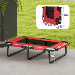PawHut Portable Raised Dog Bed, Elevated Pet Cot with Breathable Mesh for Indoor Outdoor, for Small Medium Dogs, Red - thumbnail 3