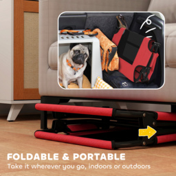 PawHut Portable Raised Dog Bed, Elevated Pet Cot with Breathable Mesh for Indoor Outdoor, for Small Medium Dogs, Red - thumbnail 6
