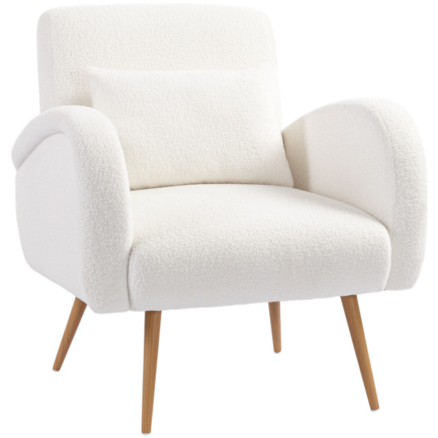 HOMCOM Teddy Fleece Accent Chair - Cream White - image 1