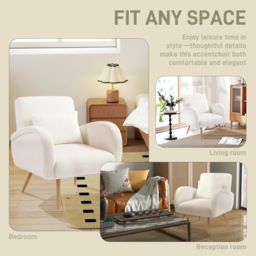 HOMCOM Teddy Fleece Accent Chair - Cream White - thumbnail 6