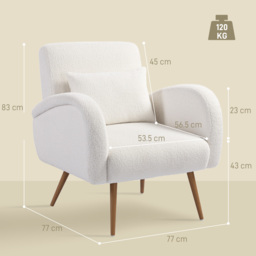 HOMCOM Teddy Fleece Accent Chair - Cream White - thumbnail 3