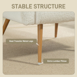 HOMCOM Teddy Fleece Accent Chair - Cream White - thumbnail 5