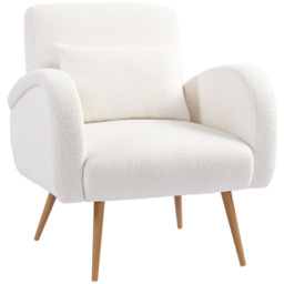 HOMCOM Teddy Fleece Accent Chair - Cream White