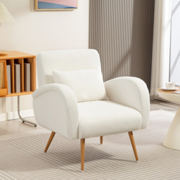 HOMCOM Teddy Fleece Accent Chair - Cream White - thumbnail 2