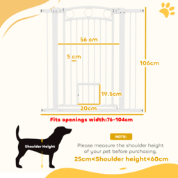 PawHut 106cm Tall Dog Gate with Cat Door, 7cm and 14cm Extensions, for Stairs, Doorways, 76-104cm Width - thumbnail 3