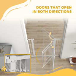 PawHut 106cm Tall Dog Gate with Cat Door, 7cm and 14cm Extensions, for Stairs, Doorways, 76-104cm Width - thumbnail 7