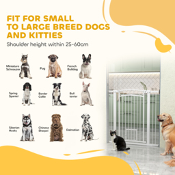 PawHut 106cm Tall Dog Gate with Cat Door, 7cm and 14cm Extensions, for Stairs, Doorways, 76-104cm Width - thumbnail 9