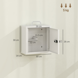 HOMCOM Wall Mount Medicine Cabinet with Combination and Key Lock, 2 Tier Stainless Steel First Aid Cabinet, White - thumbnail 3