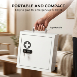 HOMCOM Wall Mount Medicine Cabinet with Combination and Key Lock, 2 Tier Stainless Steel First Aid Cabinet, White - thumbnail 7